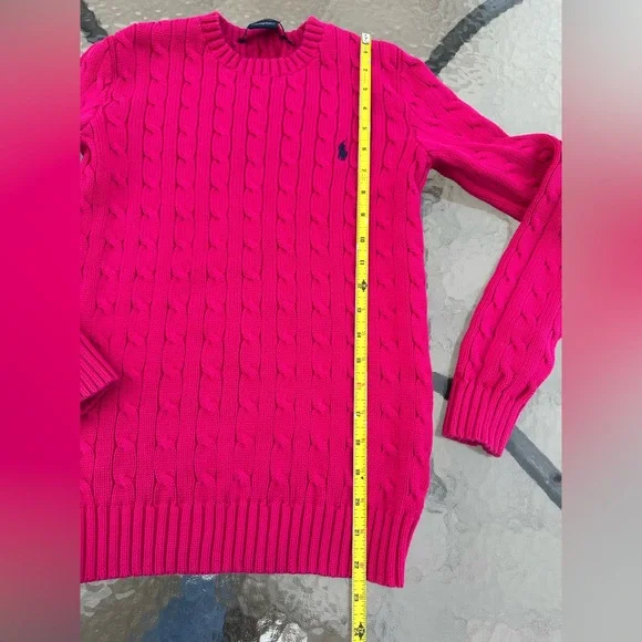 Ralph Lauren Hot Pink Cable-Knit Crewneck Sweater size S - Picture 8 of 8